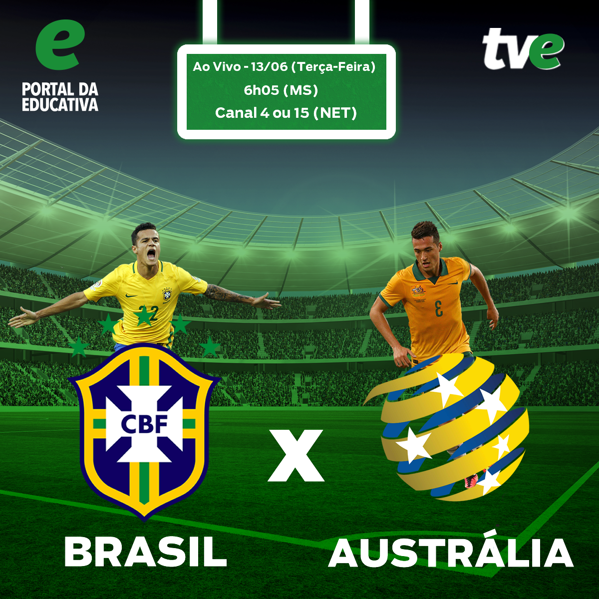 Com exclusividade, TVE/Cultura transmite amanhã jogo Brasil e