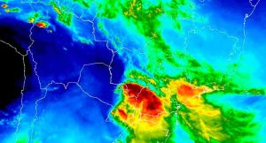 Inmet apontou perigo de temporais em todo o Mato Grosso do Sul nesta quinta-feira (20); calor permanece. (Imagem: Inmet/Reprodução)