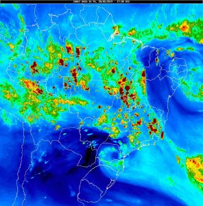 Mapa climático do Inmet na quarta-feira (20); expectativa é de tempo instável no Estado nesta quinta-feira. (Foto: Inmet)