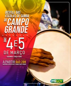 Governo do Estado é parceiro do Desfile das Escolas de Samba de Campo Grande. (Imagem: Divulgação)