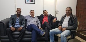 Paulino, Bosco Martins, Moisés e Rasdair, durante reunião na Fertel nesta terça-feira. (Foto: Pedro Amaral/Fertel)