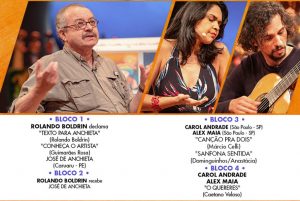 José de Anchieta (à esquerda) será lembrado no programa deste domingo, que ainda traz Carol Andrade e Alex Maia como atrações musicais. (Imagem: Reprodução)